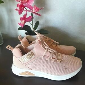 Puma Pink Sneakers With Knit Mesh Upper.  Size: 8.